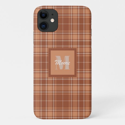 タータンチェック – ブラウンとテラコッタの電話ケース Case-Mate iPhoneケース (裏面)