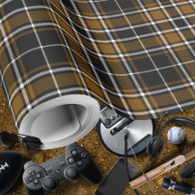 タータンチェック – ブラック深いハニーブラウンオフホワイト