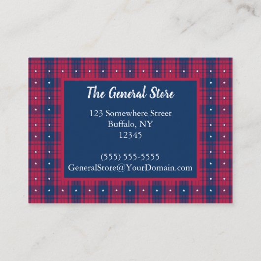 タータンチェック – 愛国心 – 赤青白星強大 名刺 (裏面)
