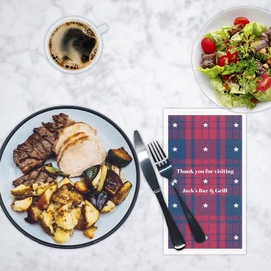 タータンチェック – 愛国的 – レッドブルーホワイトスターズのナプキンス