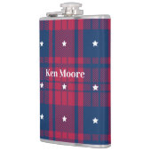 タータンチェック – 愛国的 – 赤い青の白い星ビニール フラスク (左)