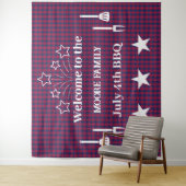タータンチェック – 愛国的 – 赤青ホワイトスターズ タペストリー (インサイチュ)