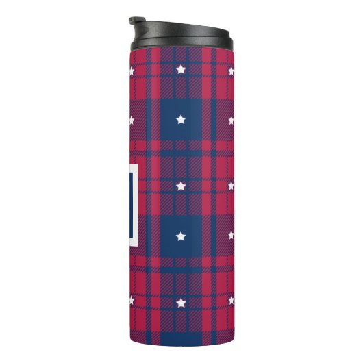 タータンチェック – 愛国的 – 赤青ホワイトスターズ タンブラー (回転右)