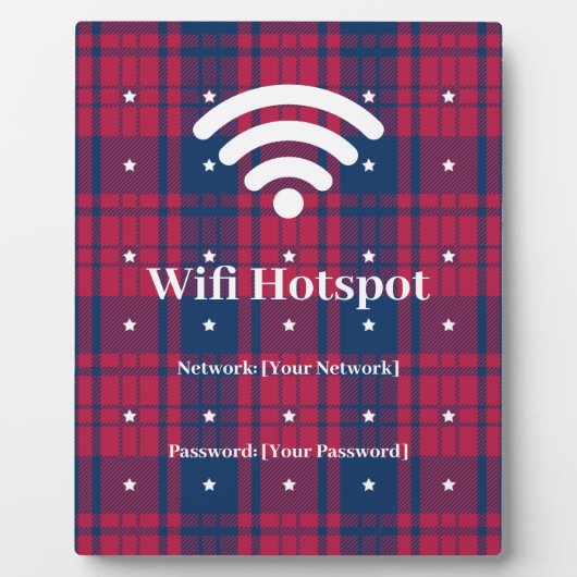 タータンチェック – 愛国的 – 赤青ホワイトスターズ フォトプラーク (正面)