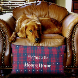 タータンチェック – 愛国的 – 赤青ホワイトスターズ ランバークッション