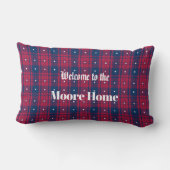 タータンチェック – 愛国的 – 赤青ホワイトスターズ ランバークッション (裏面)