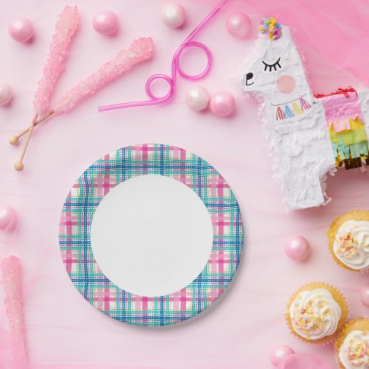タータンチェック,格子模様 ペーパープレート (パーティー)