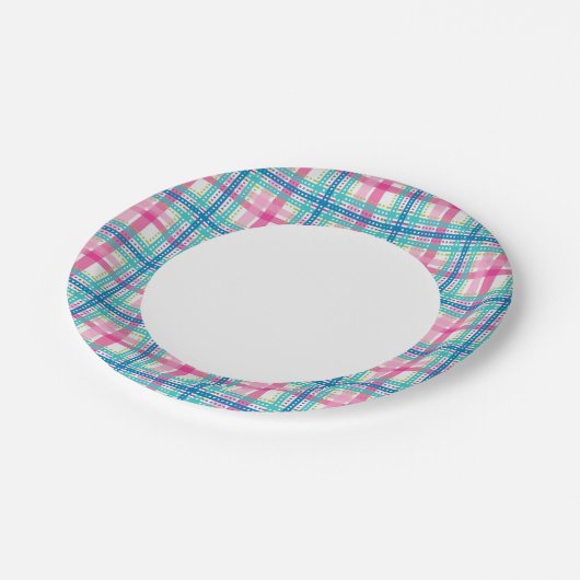 タータンチェック,格子模様 ペーパープレート (アングル)