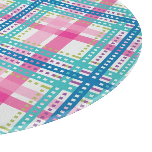 タータンチェック、格子縞パターン カッティングボード (角)