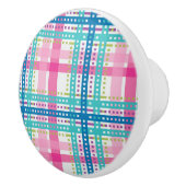 タータンチェック、格子縞パターン セラミックノブ (右)