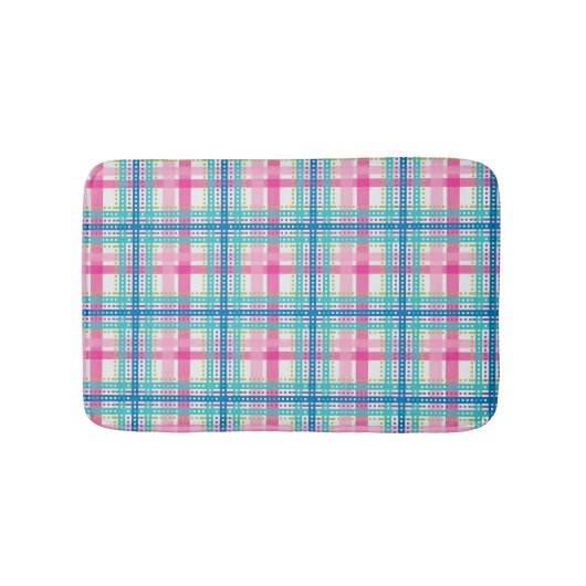 タータンチェック、格子縞パターン バスマット (正面)