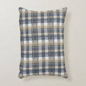 タータンチェック-海軍、砂、ナチュラルホワイト アクセントクッション (正面(垂直))