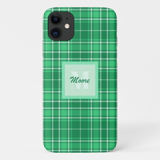 タータンチェック – 濃い緑と明るい緑の色合いのケース Case-Mate iPhoneケース (裏面)
