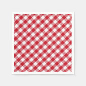 タータンチェック（白と赤） スタンダードカクテルナプキン (正面)