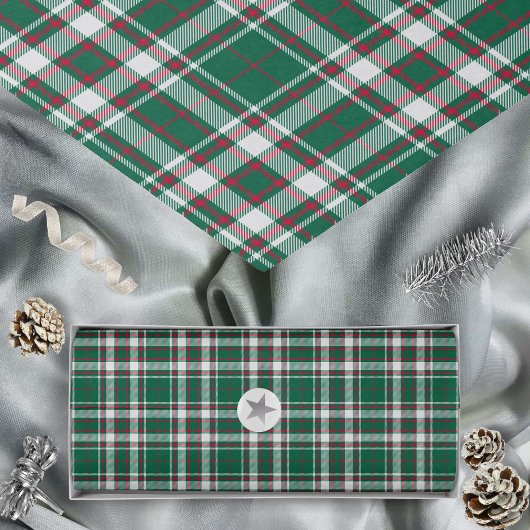 タータンチェック – 緑の白と赤 薄葉紙