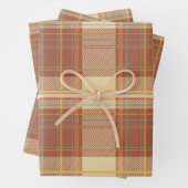 タータンチェック-茶、ベージュ、ターコイズ、オレンジ、黄色 ラッピングペーパーシート (インサイチュ)