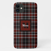 タータンチェック – 黒いラセット赤とオフ白 Case-Mate iPhoneケース (裏面)