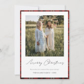 タータンボーダー/バック ハッピー ホリデーズ フォト カード (正面)