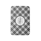 タータン柄のクリスマスブラックホワイトモノグラム バスマット (正面縦)