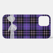 タータン紫パープルチェックに白いシースルーボウ Case-Mate iPhoneケース (裏面 (横))