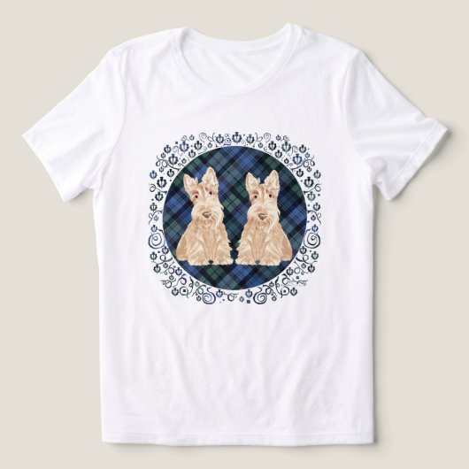タータン スコティッシュ テリア トライブレンドTシャツ (デザイン正面)