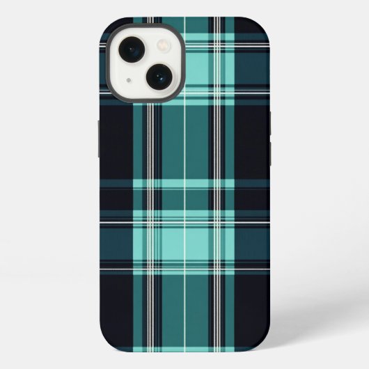 タータン チェック柄 ティール iPhoneケース (裏面)