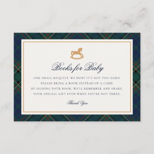 タータン・プレイドの揺れる馬のベビーカード エンクロージャーカード (正面)