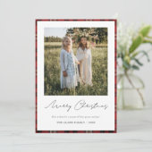 タータン ボーダー/裏面 ハッピー ホリデー フォト カード (スタンド正面)