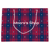 タータン - 愛国心 - 赤 青 白 星 ラージペーパーバッグ (正面)