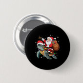 タートルおもしろいクリスマスサンタライディングウミガメXma 缶バッジ (正面&裏面)