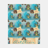 タートルかわいい海賊 フリースブランケット (正面)