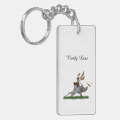 タートルアクリルキーチェーンに乗る男の子の妖精 キーホルダー (正面左)