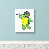 タートルアスパイロットと紙飛行機 キャンバスプリント (インサイチュ (ウッドフロア))