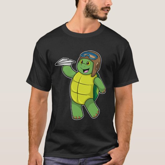 タートルアスパイロットと紙飛行機 Tシャツ (正面)