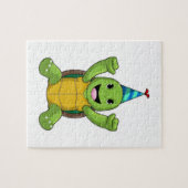 タートルアット誕生日とパーティー帽子 ジグソーパズル (横)