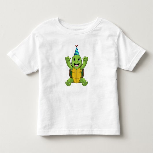 タートルアット誕生日とパーティー帽子 トドラーTシャツ (正面)