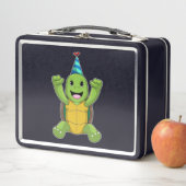 タートルアット誕生日とパーティー帽子 メタルランチボックス (インサイチュ)