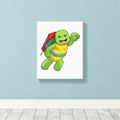 タートルアット飛んでいるロケット キャンバスプリント (インサイチュ (ウッドフロア))