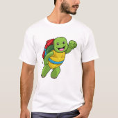 タートルアット飛んでいるロケット Tシャツ (正面)