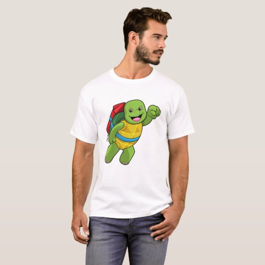 タートルアット飛んでいるロケット Tシャツ (正面フル)