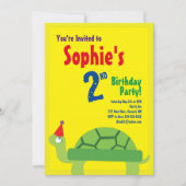 タートルアニマルキッズバースデーパーティ招待状 招待状 (正面)