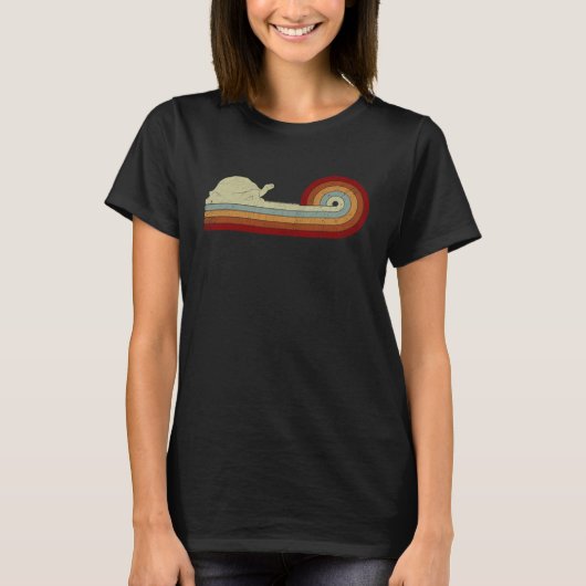 タートルアニマルメンズウーマンレトロスタイル 動揺して Tシャツ (正面)