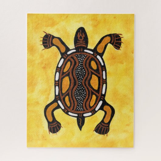 タートルアボリジニインスパイアアル絵画アート ジグソーパズル (縦)