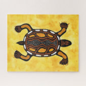タートルアボリジニインスパイアアル絵画アート ジグソーパズル (横)