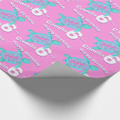 タートルアートピンク時代と名前6th誕生日ラップ ラッピングペーパー (角)