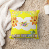 タートルイエローレインボークラウド装飾用クッション クッション (ブランケット)