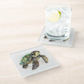 タートルインウォーター・カラー・コースター ガラスコースター (アングル)