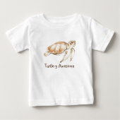 タートルイ素晴らしタートルおもしろい引用文水彩 ベビーTシャツ (正面)