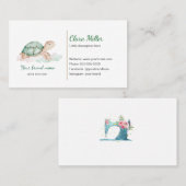 タートルウォーターカラービジネスカードグリーン金ゴールド 名刺 (正面/裏面)