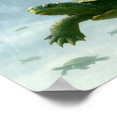 タートルウォールアート、ハッピータートルインザレインアート ポスター (角)